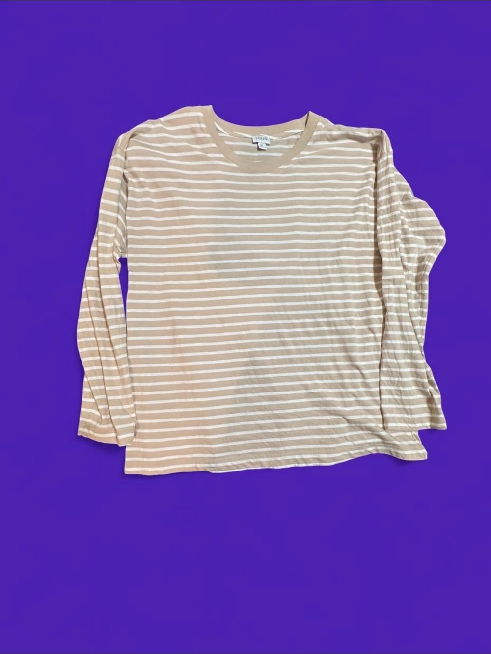 J.Crew Tan & White Striped Long Sleeve Tee - XL